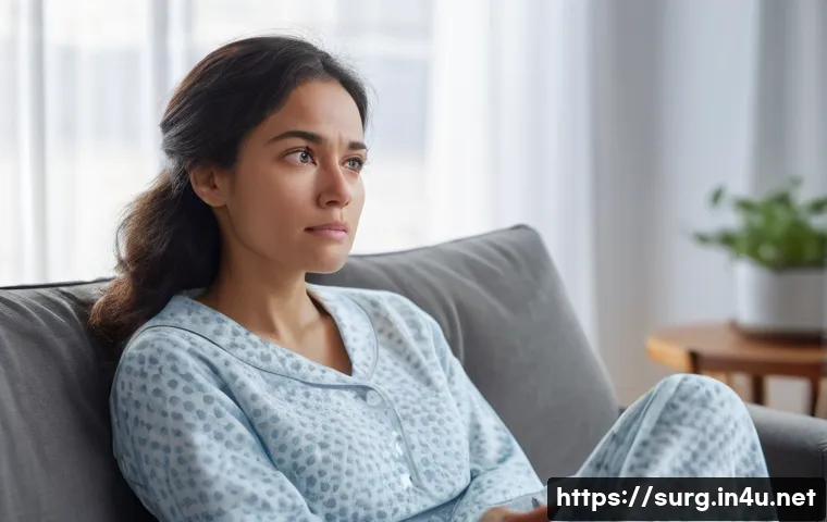 맹장염 초음파 검사 - **Prompt 1: Initial Appendicitis Symptoms**
A young woman in her late 20s to early 30s is depict...