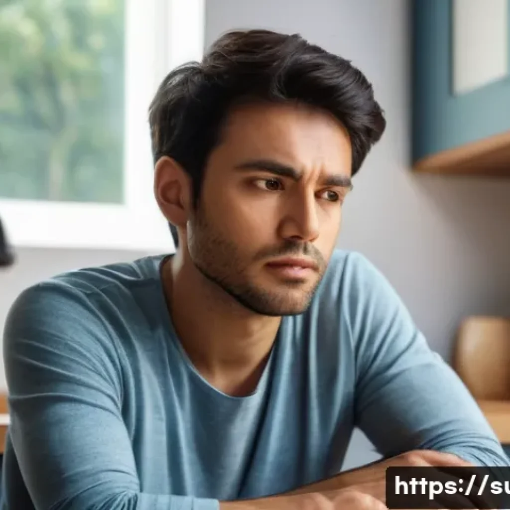 맹장염 자가 진단법 - A person in their late 20s to early 30s, casually dressed in comfortable and modest everyday wear, i...