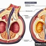 복부 지방 제거 수술 - A detailed medical illustration showing the difference between subcutaneous fat and visceral fat in ...